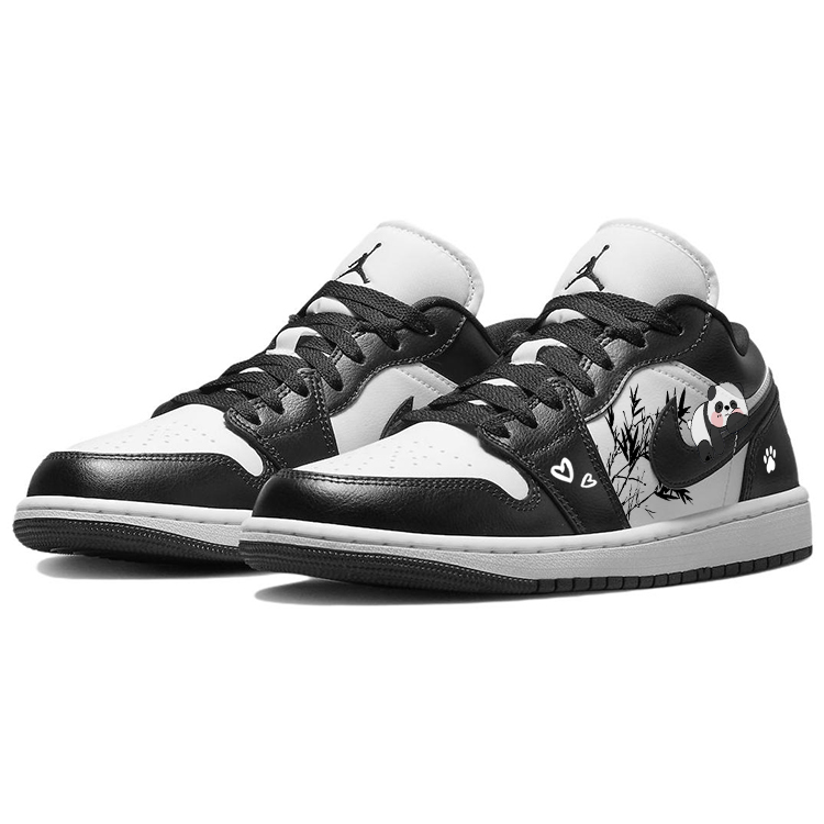 Jordan Air Jordan 1 Abrasion Resistant Slip Resistant Low top Vintage Basketball Shoes Women’s Black White