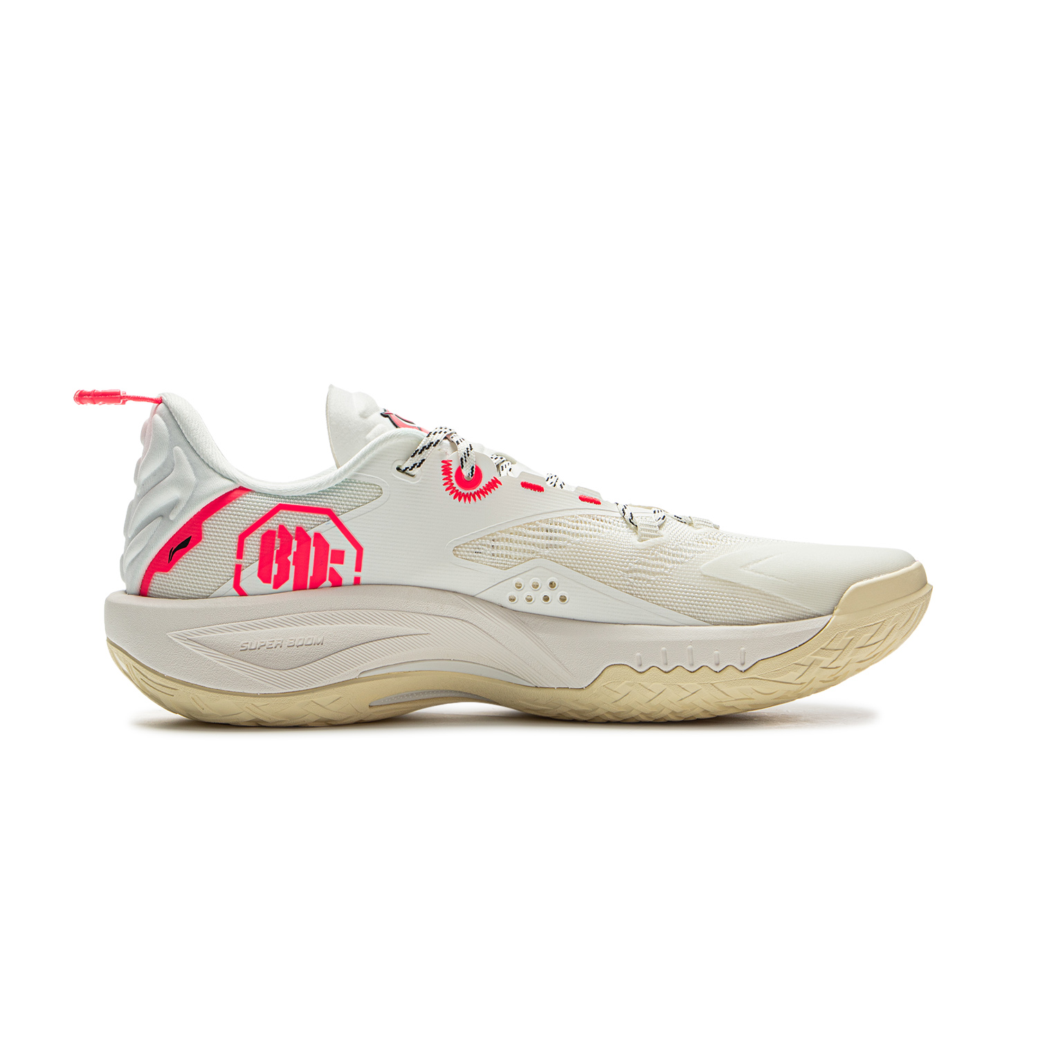 Li Ning Abrasion Resistant Support Rebound Grip Low top Outdoor Performance Basketball Shoes Men’s Champagne White