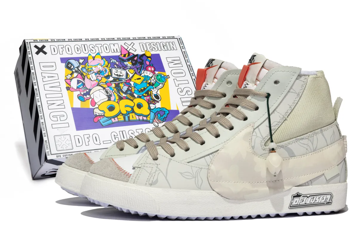 Nike Blazer Mid top Skateboard Shoes Unisex Beige White Green Gray