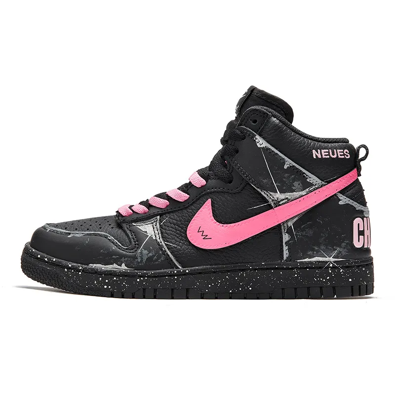 Nike Dunk High ADCDAVINCI Custom Slip Resistant Slip Resistant High top Skateboard Shoes Unisex Black Pink