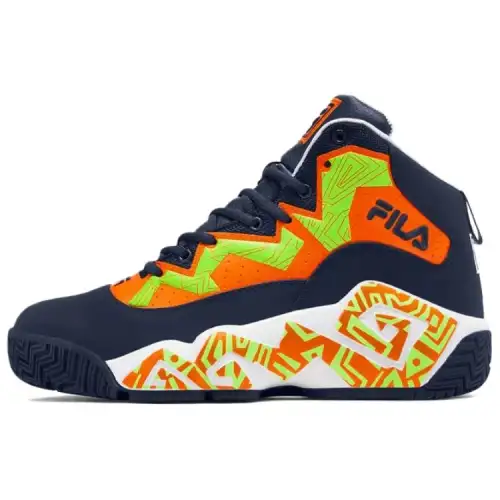 FILA MB Abrasion Resistant High top Basketball Shoes Men's Blue Orange