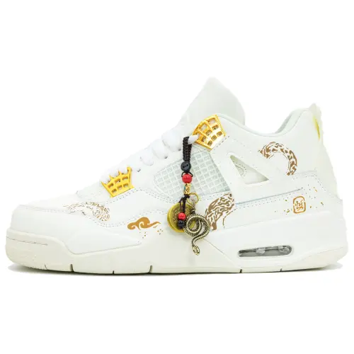 Jordan Air Jordan 4 Cloud Roaming Golden Snake Leather Slip Resistant, Abrasion Resistant, Height Increasing