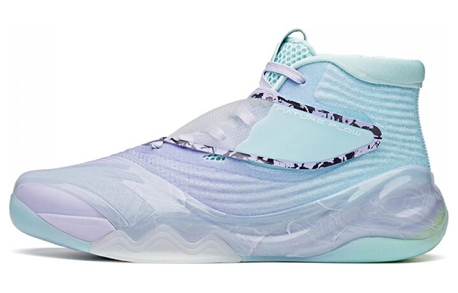 Anta KT6 Cushioning Slip Resistant Abrasion Resistant High top Basketball Shoes Men's Blue Purple White