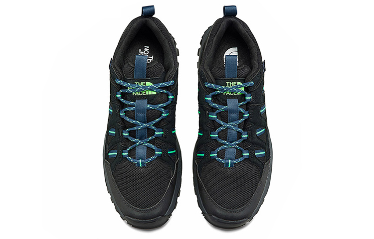 THE NORTH FACE Fabric Cushioning Slip Resistant Abrasion Resistant Breathable Low top Hiking Shoes Men’s Black Green