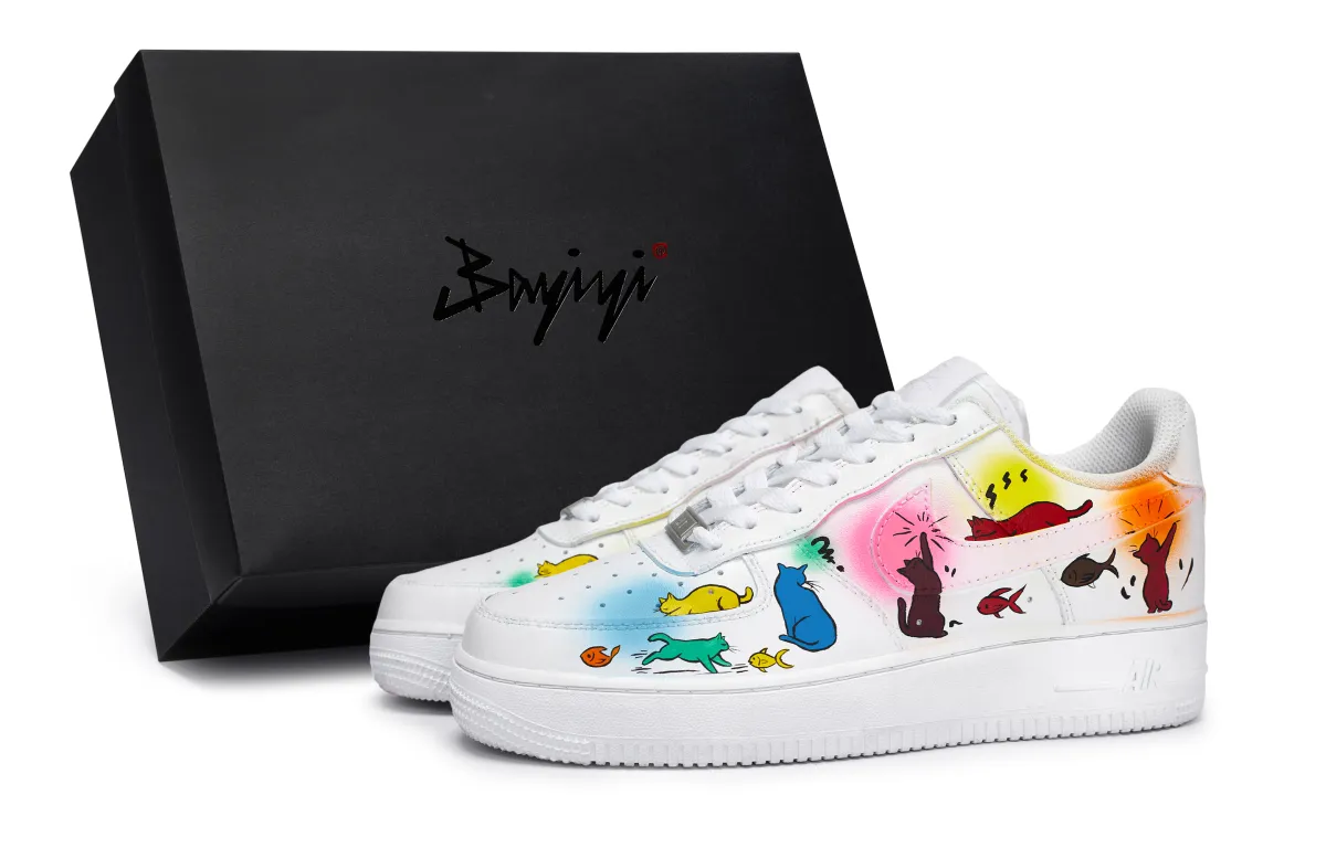 Nike Air Force 1 Slip Resistant Low top Skateboard Shoes Unisex Multicolor White