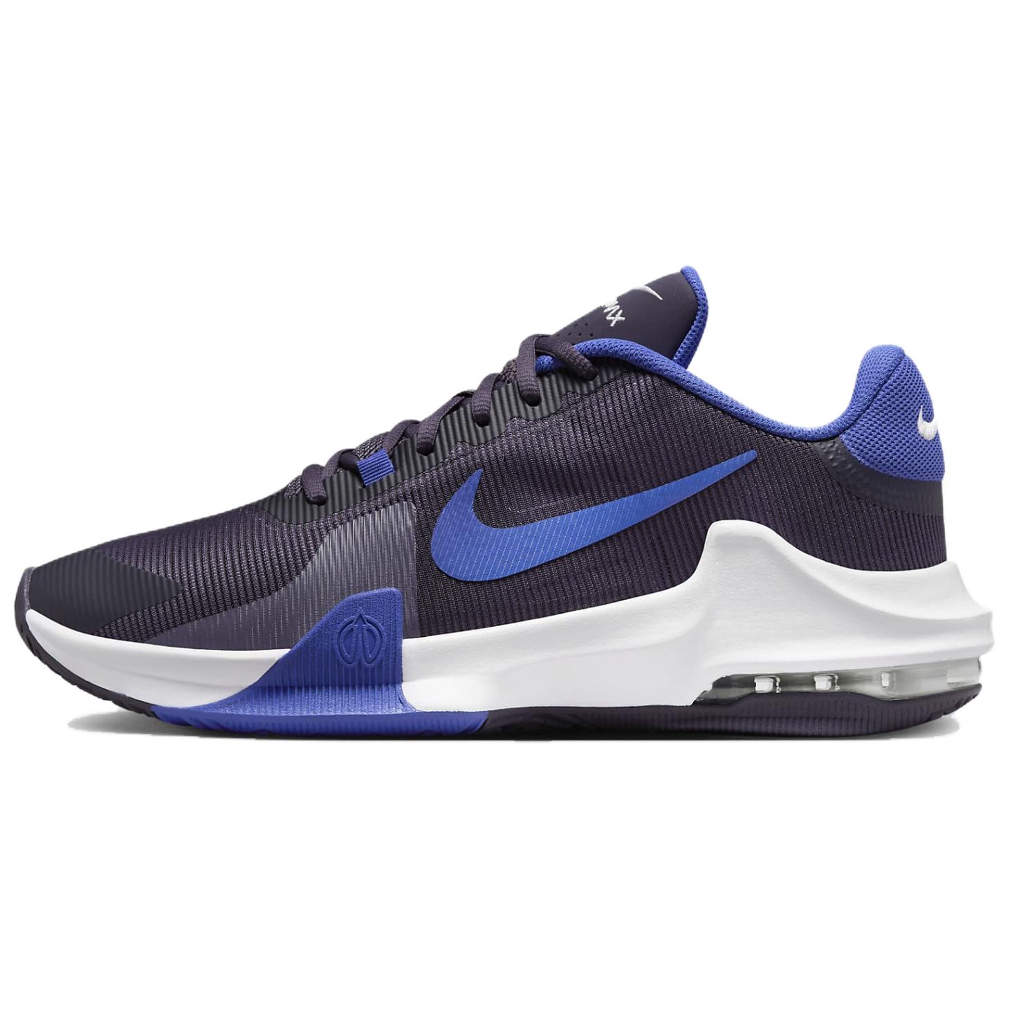 Nike Air Max Impact 4 Low top Air Cushion Basketball Shoes Unisex Purple Blue