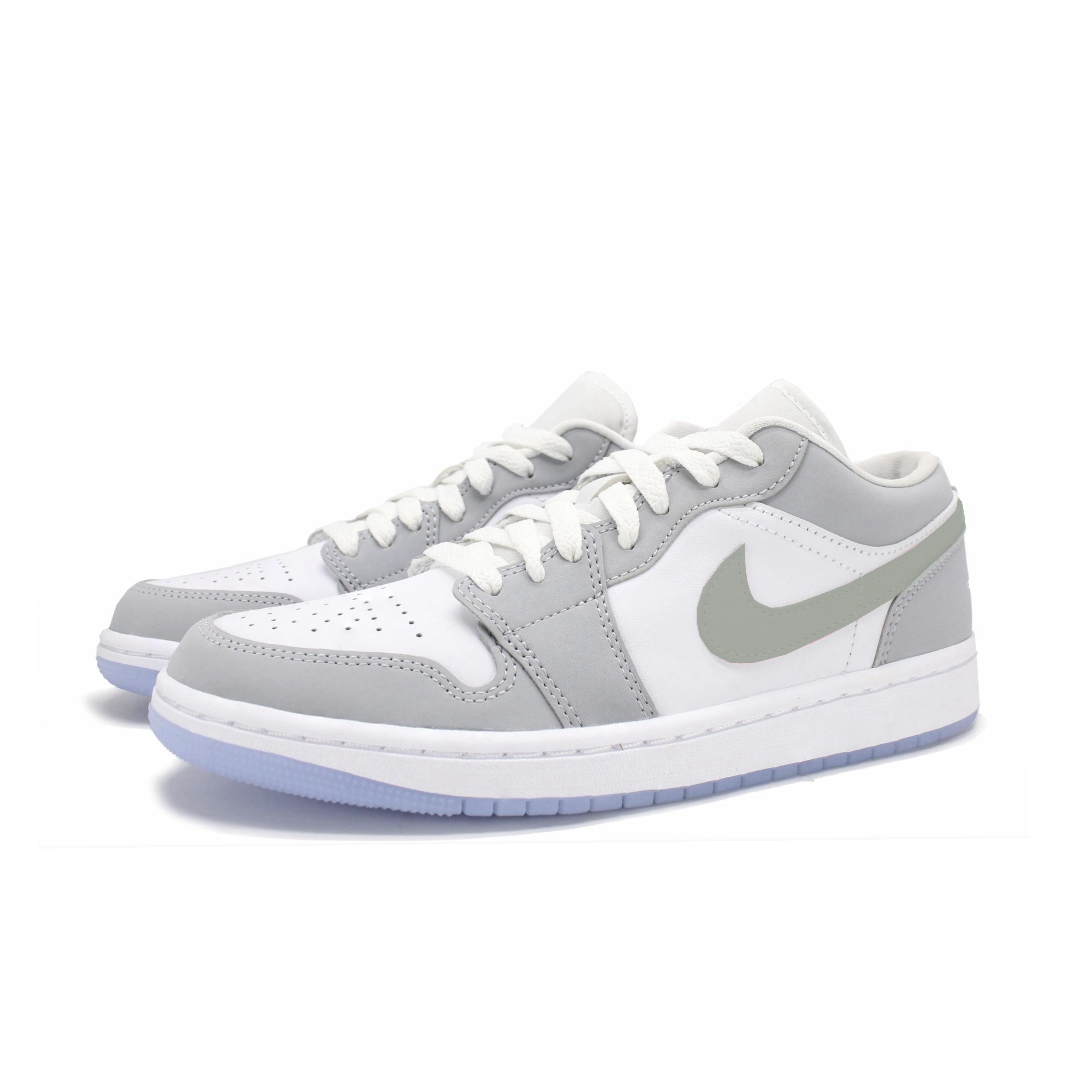 Jordan Air Jordan 1 Slip Resistant Abrasion Resistant Low top Vintage Basketball Shoes Women’s White Green