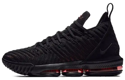Nike Lebron 16 Fresh Bred James 16 OG Model Round Toe Lace Mesh Shock Absorption Mid-top Practical Basketball Shoes Men's Black Red