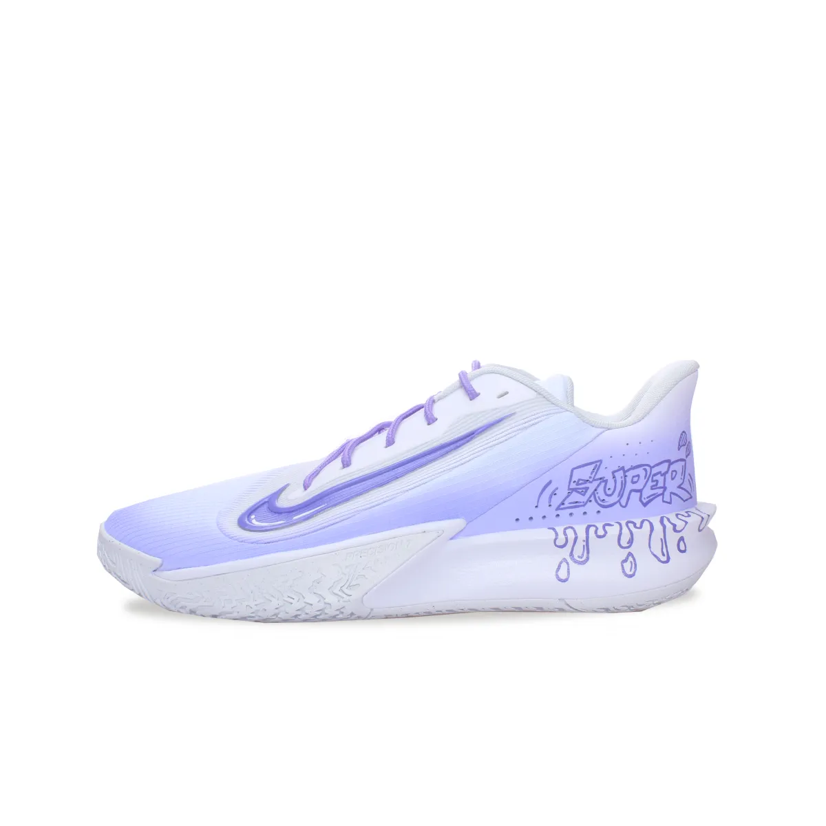 Nike Precision 7 Abrasion Resistant Abrasion Resistant Low top Basketball Shoes Men's Purple White