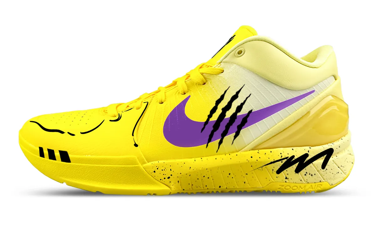 Nike Zoom Kobe 4 Abrasion Resistant Abrasion Resistant Low top Basketball Shoes Unisex Yellow