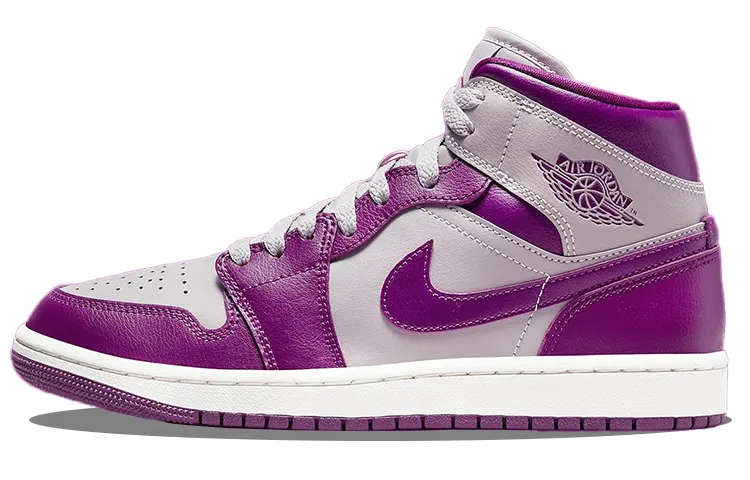 Jordan Air Jordan 1 Mid Magenta Mid top Vintage Basketball Shoes Women's Gray Purple