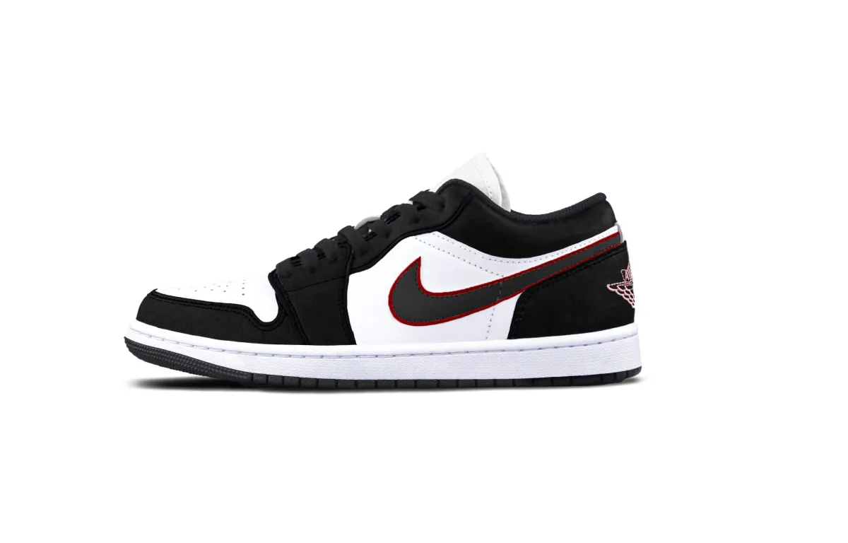 Jordan Air Jordan 1 Infrared Cushioning, Wear Resistant Low top Vintage Basketball Shoes Unisex Black White Red