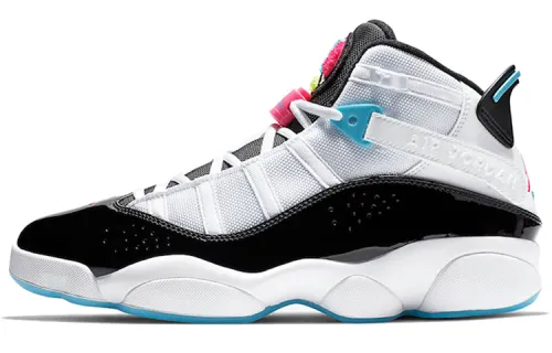 Jordan Air Jordan 6 Rings Mesh Versatile Trendy Shock Absorbing Anti-Slip Wear Resistant High Top Retro Basketball Shoes Men's White Blue