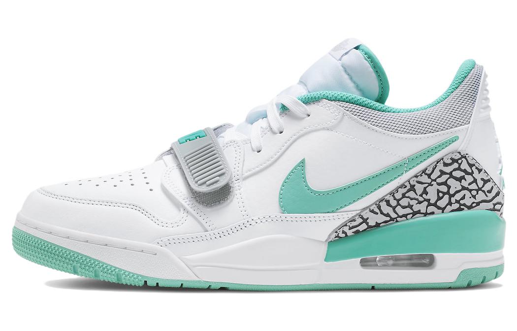 Jordan Legacy 312 low \"white turquoise\" leather little Tiffany non-slip wear-resistant lightweight low-top retro basketball shoes men's white green