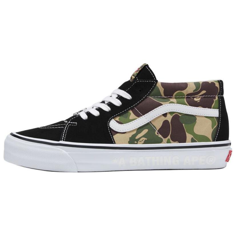 A BATHING APE x Vans Mid top Skateboard Shoes Unisex Green