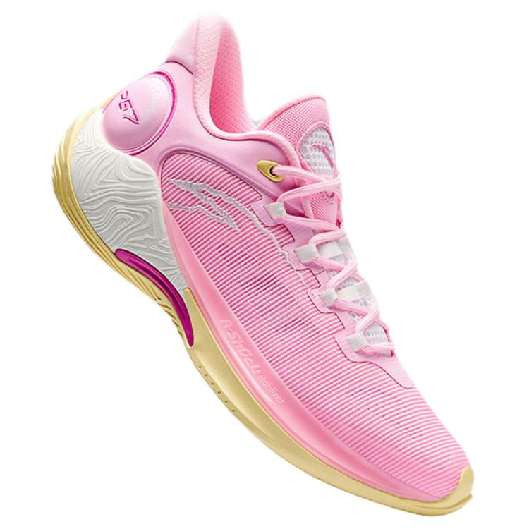 Anta Cushioning Abrasion Resistant Mid top Basketball Shoes Men’s Pink White