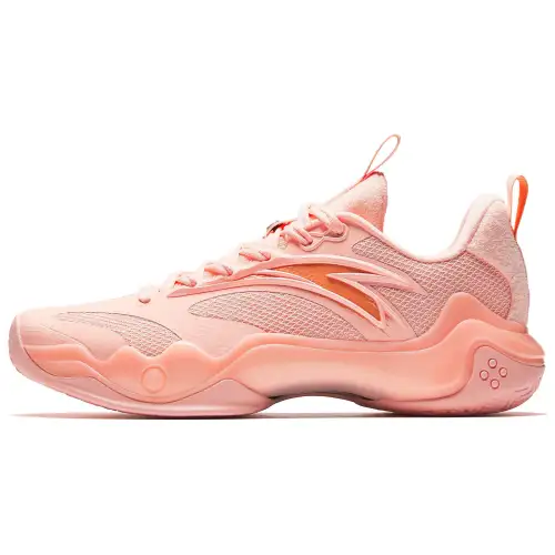 Anta Shock Wave 4 Slip Resistant, Abrasion Resistant, Breathable Low top Basketball Shoes Men's Pink Orange