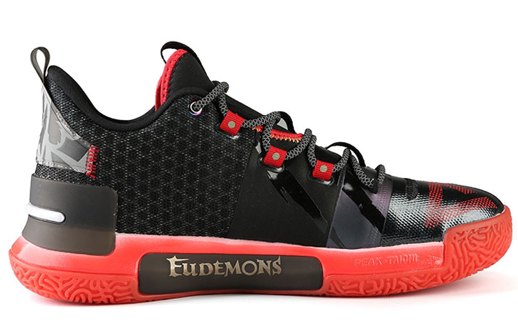 PEAK Flash Cushioning, Wear Resistant Low top Basketball Shoes Men’s Black Red