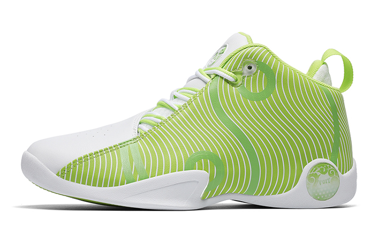 VOIT Tai Chi Wuji, friction makes sound, leather surface, retro, professional, microfiber leather, shock-absorbing, wrapped, rebound, wear-resistant, non-slip, high-top, practical basketball shoes, men's white and green