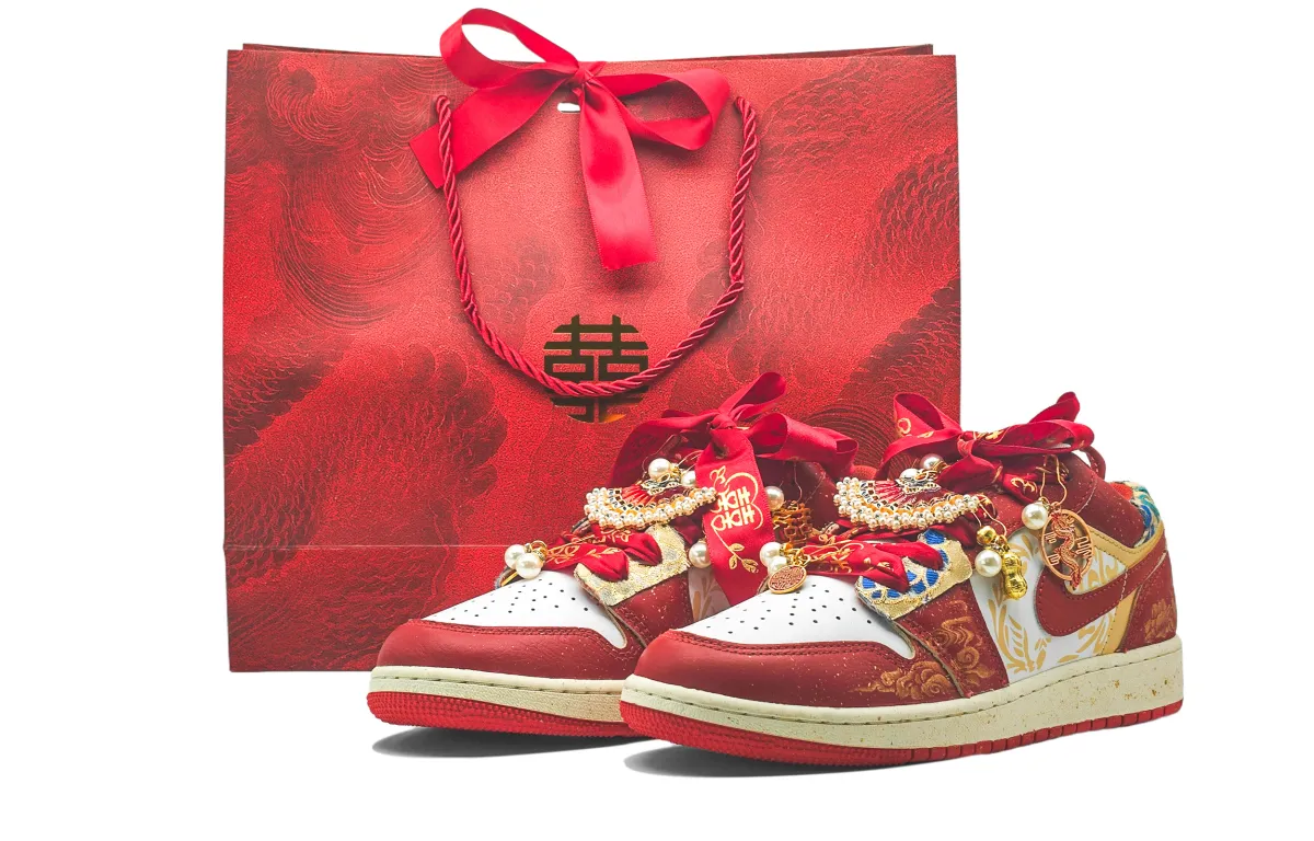 Jordan Air Jordan 1 Gilded Yingxi, Shopping Bag Cushioning Abrasion Resistant Cushioning, Wear Resistant Low top