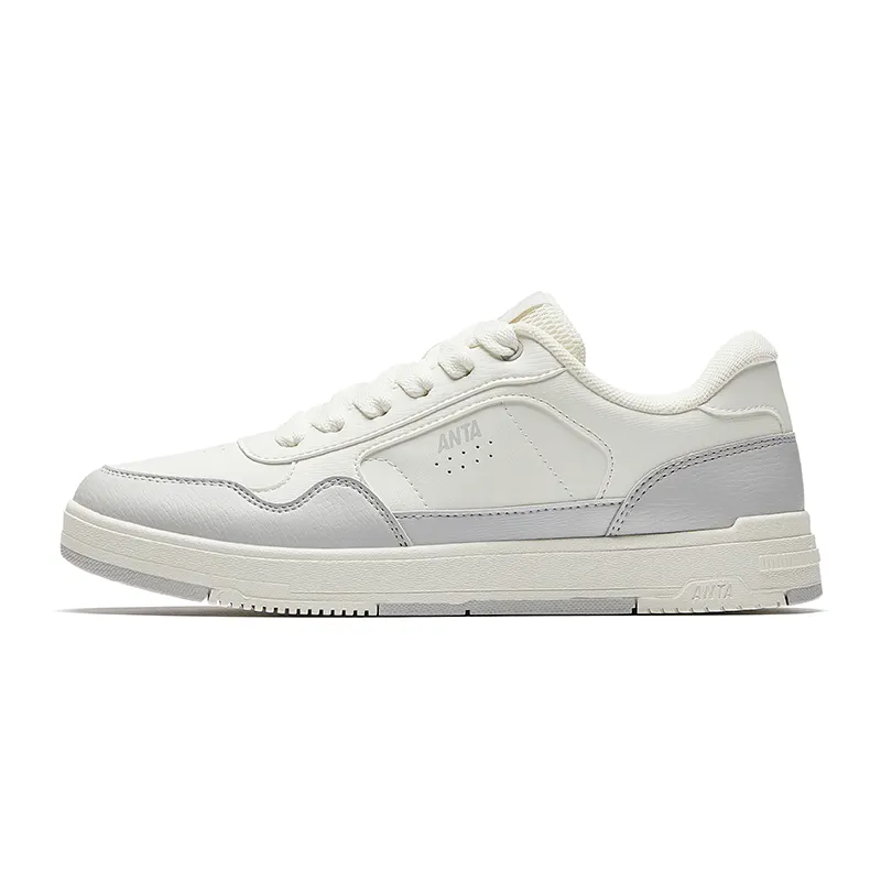 Anta Slip Resistant Abrasion Resistant Low top Skateboard Shoes Women's White Gray