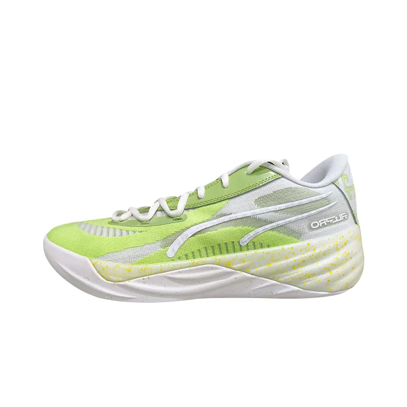 PUMA All Pro Nitro Cushioning Abrasion Resistant Waterproof Low top Basketball Shoes Men's Green Gray