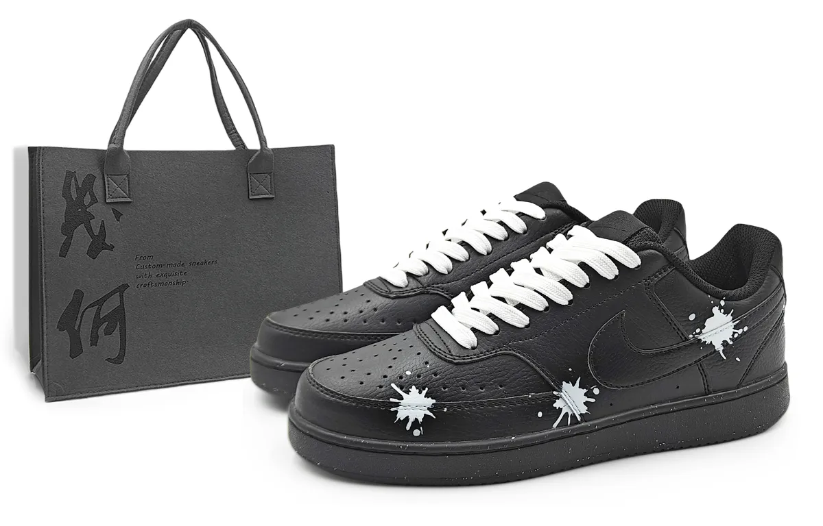 Nike Court Vision Low top Skateboard Shoes Unisex Black White