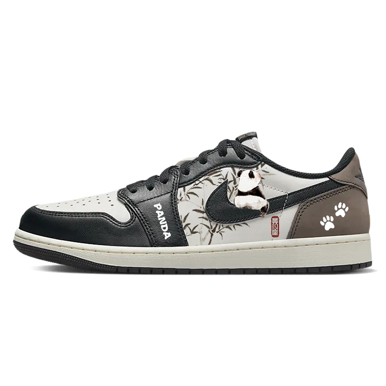 Jordan Air Jordan 1 Abrasion Resistant Slip Resistant Low top Vintage Basketball Shoes Men’s Black White Brown