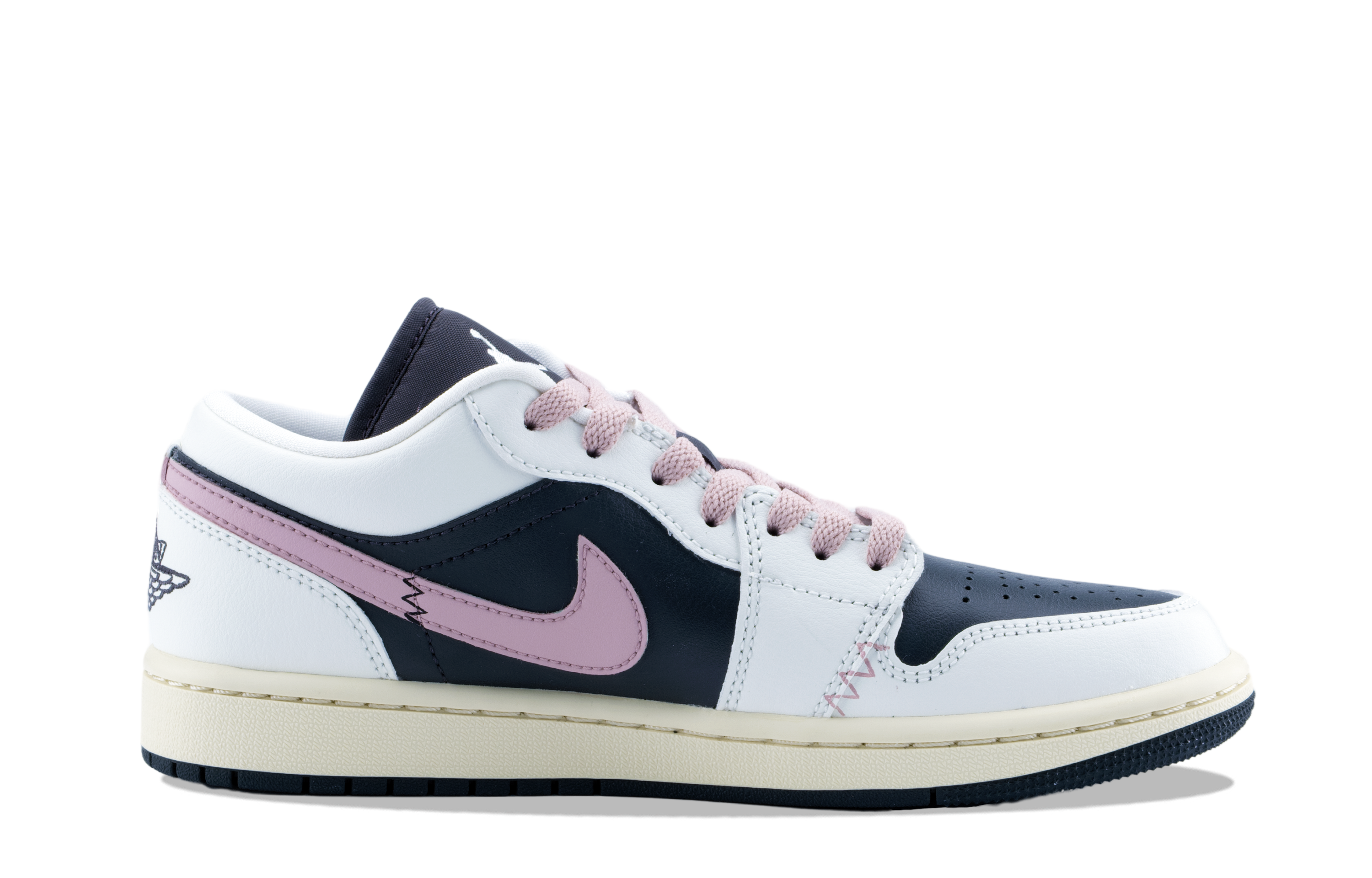 Jordan Air Jordan 1 Cushioning Slip Resistant Abrasion Resistant Low top Vintage Basketball Shoes Women’s Black Pink