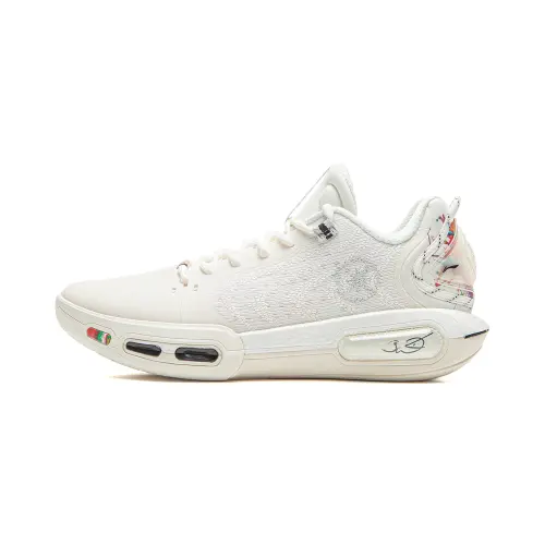 LiNing Wade Phantom 7 Fireworks Technology Lightweight flexible stable support package anti-torsion shock-absorbing anti-slip wear-resistant breathable rebound grip low-top basketball shoes men's champagne white