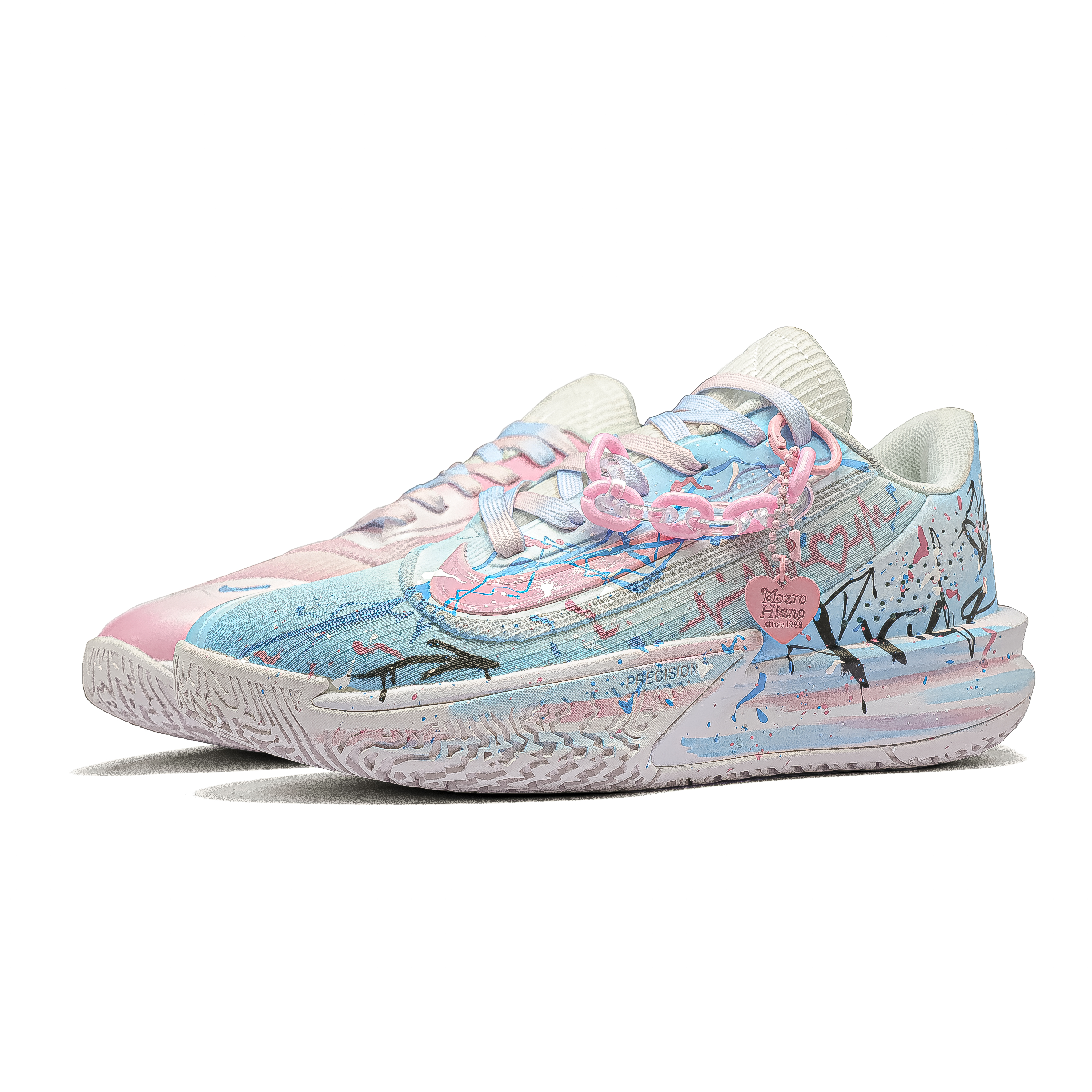 Nike Precision 7 Mismatched Speed Mesh Low top Basketball Unisex Blue Pink