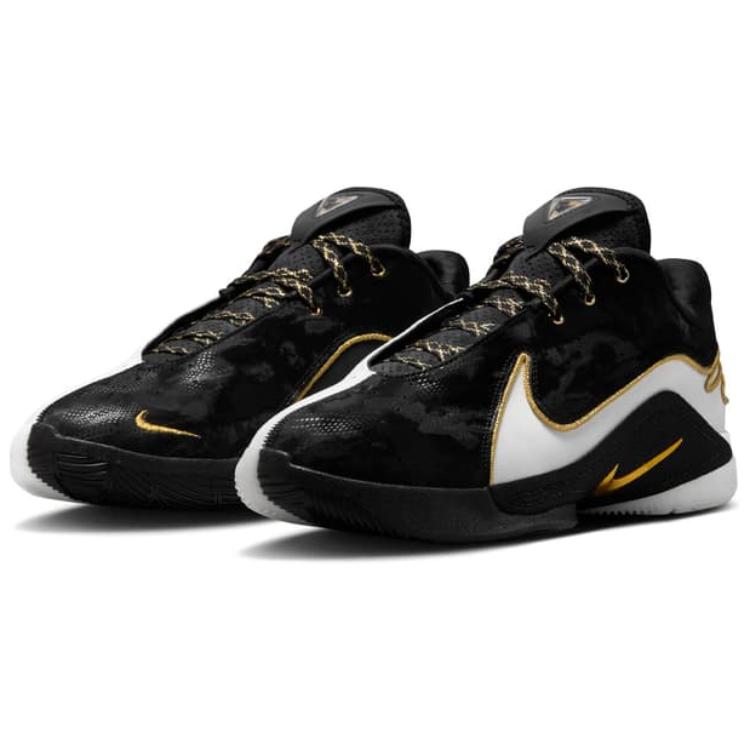 Nike LeBron 22 Slip Resistant Abrasion Resistant Low top Basketball Shoes Unisex Black White Gold