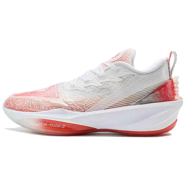 PEAK Slip Resistant Abrasion Resistant Cushioning Low top Basketball Shoes Men’s White Red Silver