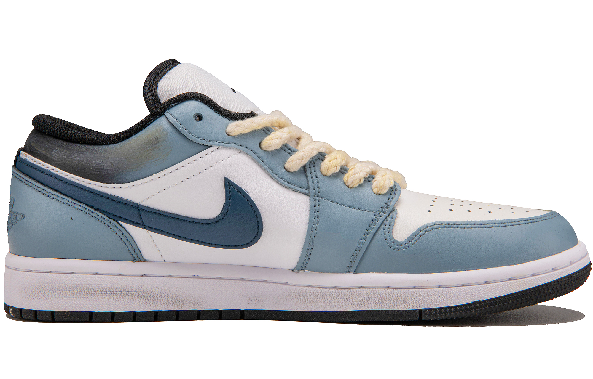 Jordan 1 Cushioning Slip Resistant Low top Vintage Basketball Shoes Men’s Blue Gray White