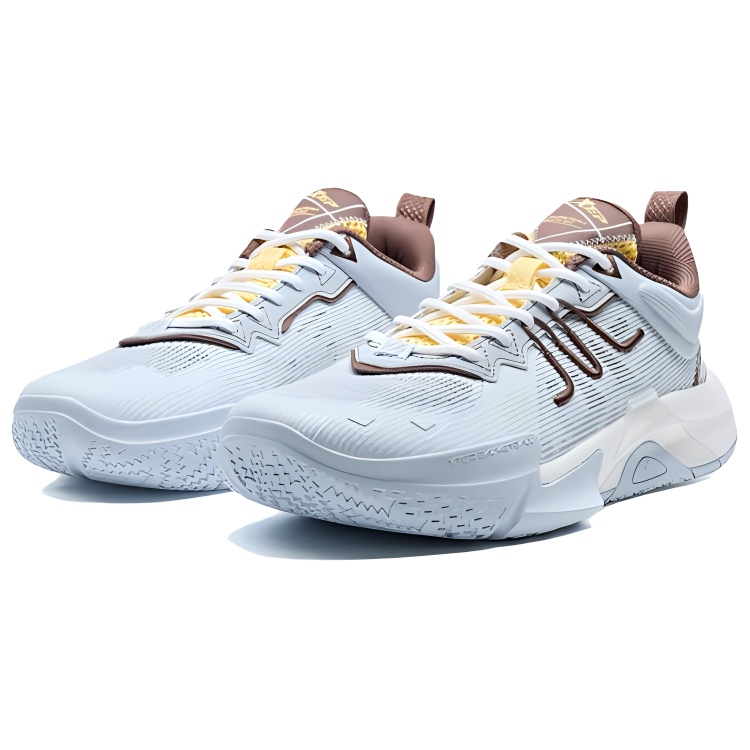 XTEP Slip Resistant Abrasion Resistant Low top Basketball Shoes Men’s Blue Brown