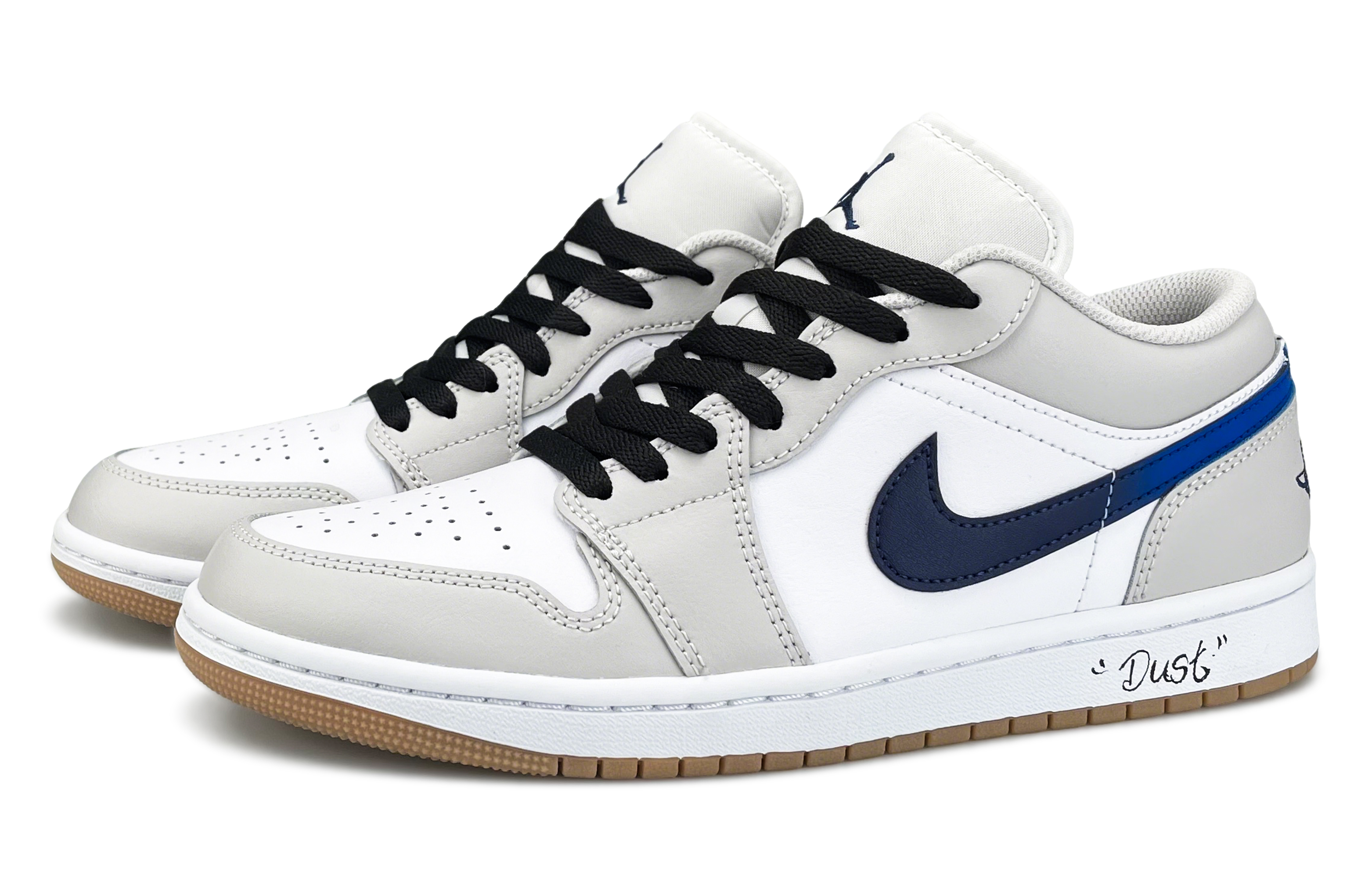 Jordan Air Jordan 1 Abrasion Resistant Abrasion Resistant Low top Vintage Basketball Shoes Unisex Gray White Blue Black