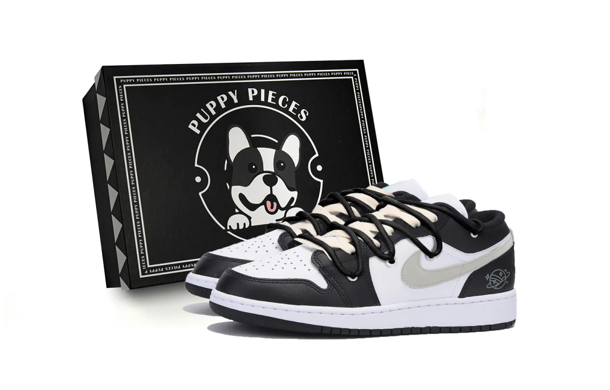 Jordan Air Jordan 1 Abrasion Resistant Slip Resistant Low top Vintage Basketball Shoes Men's Black Gray