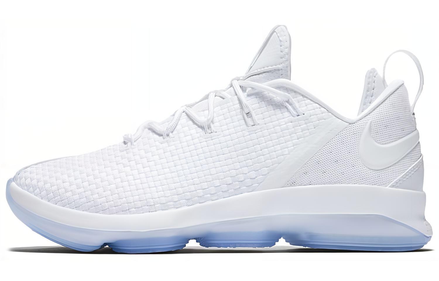Nike Lebron 14 Low Round Toe Lace Shock Absorbing Support Low Top Practical Basketball Shoes Men's White