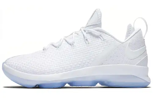 Nike Lebron 14 Low Round Toe Lace Shock Absorbing Support Low Top Practical Basketball Shoes Men's White