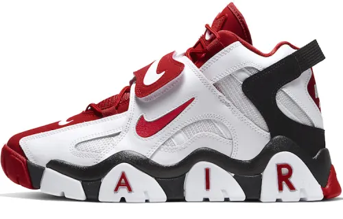 Nike Air Barrage Mid Trendy and Comfortable Non-Slip Lightweight Mid-top Retro Basketball Shoes Men's Black, White and Red