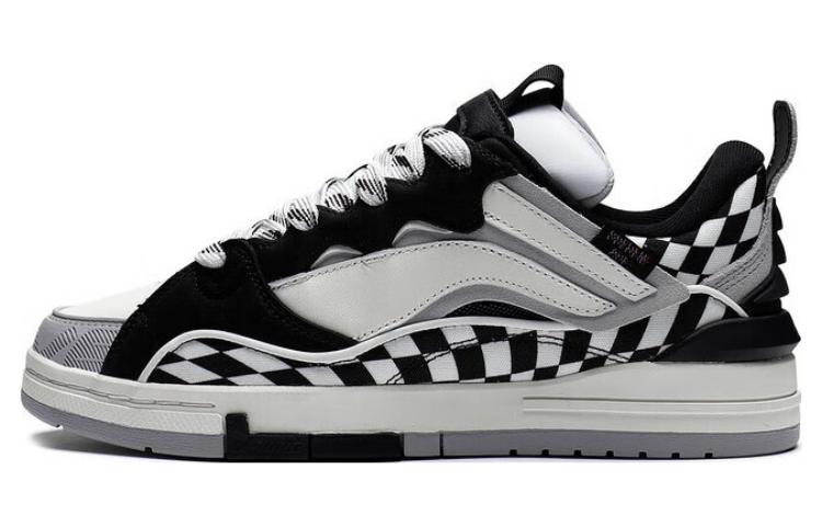 Li Ning Wave Golden Slip Resistant Abrasion Resistant Low top Skateboard Shoes Men's Black White
