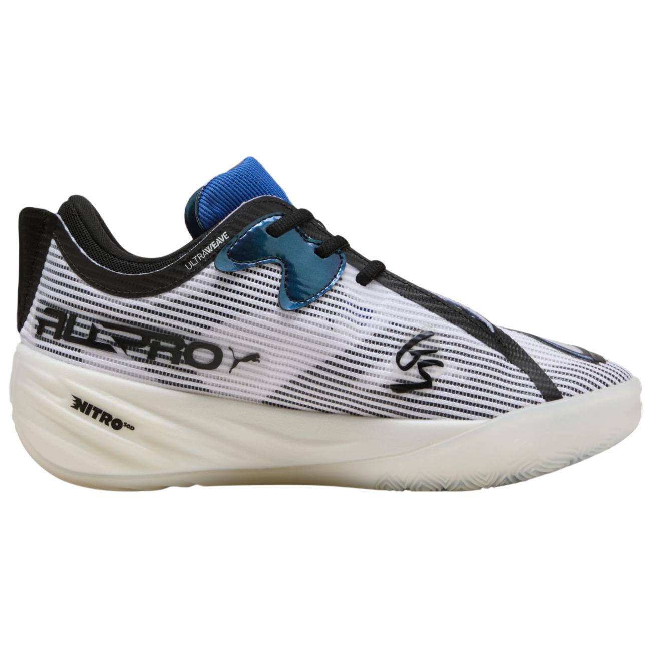 PUMA ALL PRO NITRO 2 Cushioning Abrasion Resistant Breathable Low top Basketball Shoes Unisex White Black