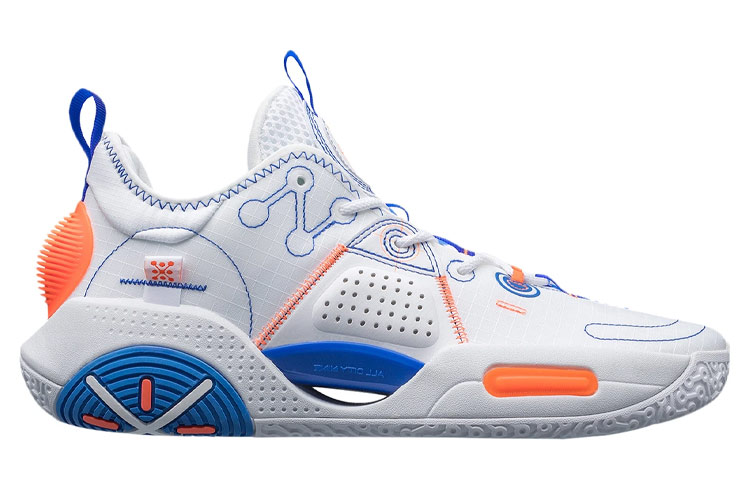 Li Ning All City 9 V1.5 Rebound Cushioning Low top Performance Basketball Shoes Men’s White Blue Orange