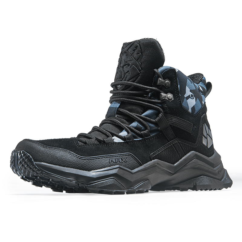 RAX Comfortable Non Slip And Waterproof High top Outdoor Shoes Men’s Black Camouflage