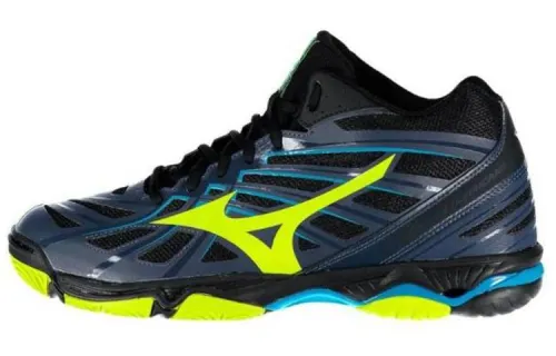 Mizuno Wave Hurricane 3 Mid Heren Slip Resistant Abrasion Resistant Mid top Training Shoes Men's Black Blue Yellow