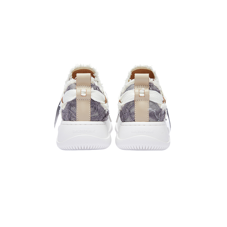 SMILEREPUBLIC Open Ended Smiling Collection Silver Frost Rose Height Increasing Low top Canvas Shoes Unisex Gray