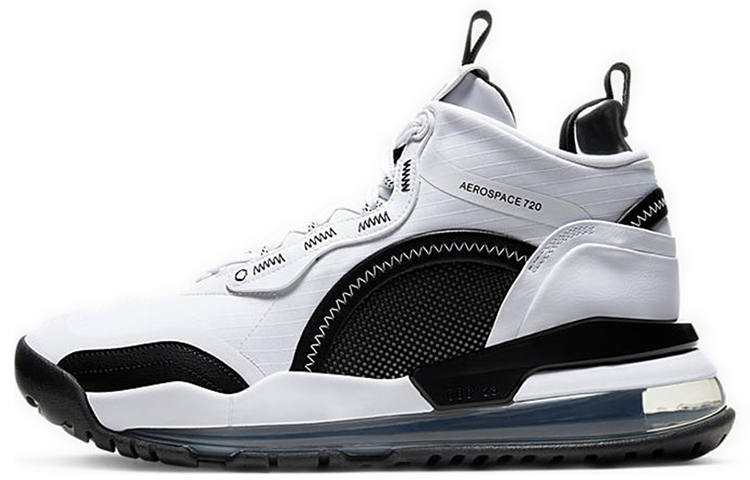 Jordan Aerospace 720 \"Orca\" fabric synthetic leather, comfortable and versatile, non-slip and lightweight, high-top retro basketball shoes, men's black and white