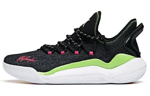 Anta Hussar 5 Comfortable and Versatile Mesh Fabric Wear-Resistant and Breathable Low-top A-shock Basketball Shoes Men's Black Green Pink