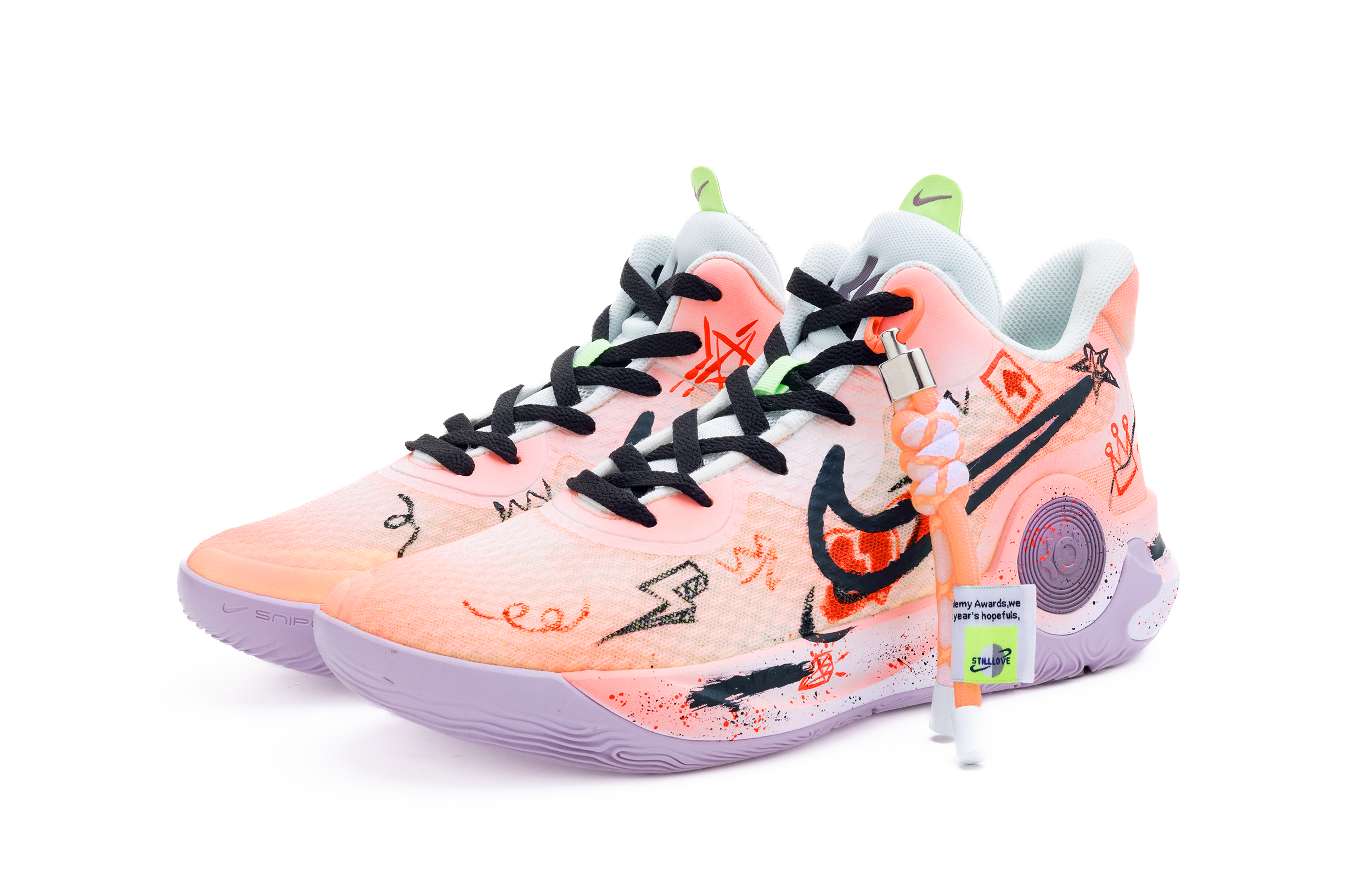 Nike KD Trey 5 IX Hand Drawn Graffiti Mid top Vintage Basketball Shoes Men’s Orange