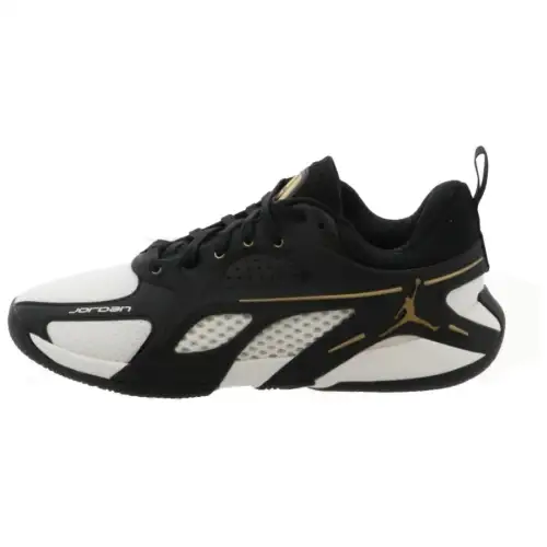 Jordan Slip Resistant Abrasion Resistant Low top Basketball Shoes Unisex Black Gold
